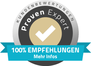 ProvenExpert: 100 % Empfehlungen aus geprüften Kundenbewertungen